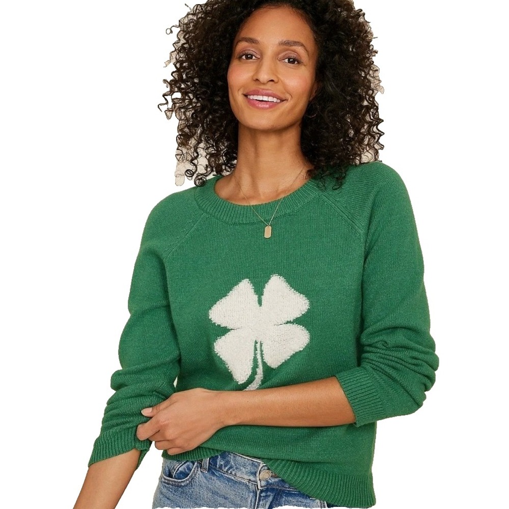 Maurices Womens XXL Sweater Green Shamrock Clover Soft Knit‎ St Patricks Day